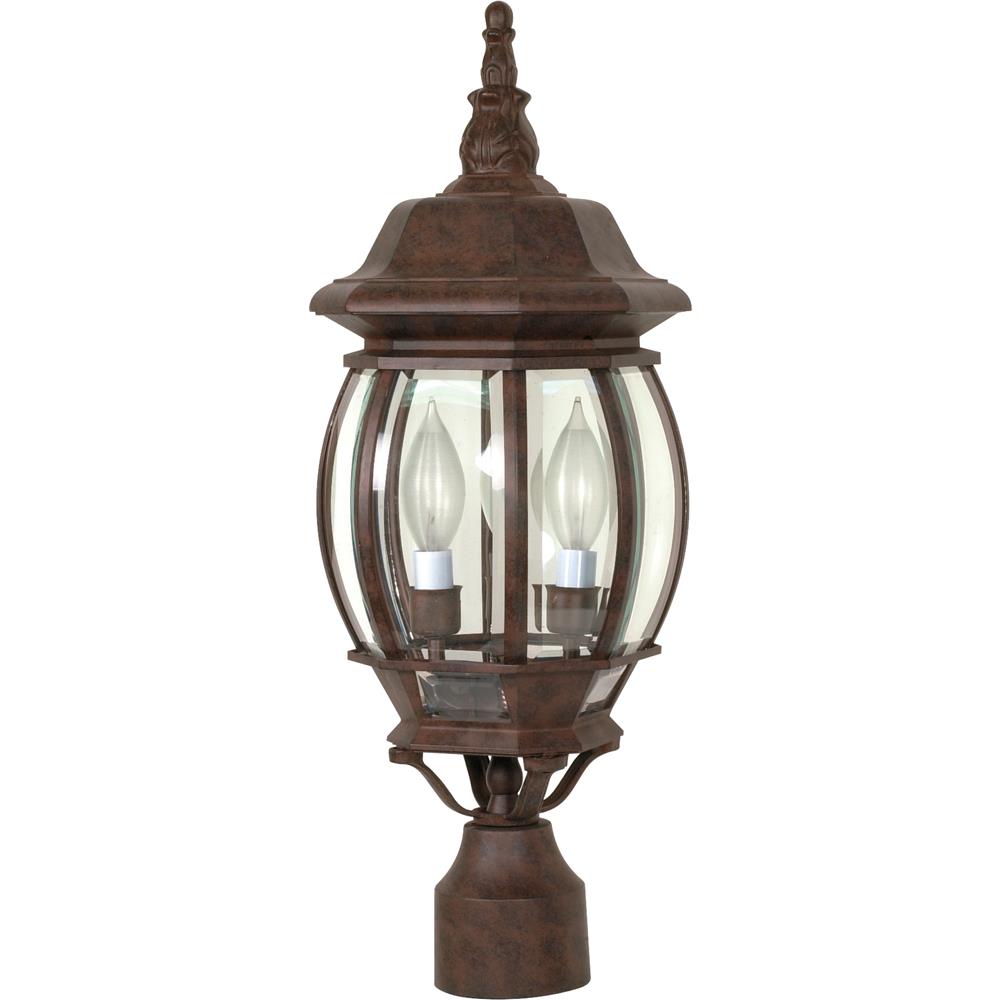 Nuvo Lighting 60/898  Central Park - 3 Light - 21" - Post Lantern with Clear Beveled Glass in Old Bronze Finish